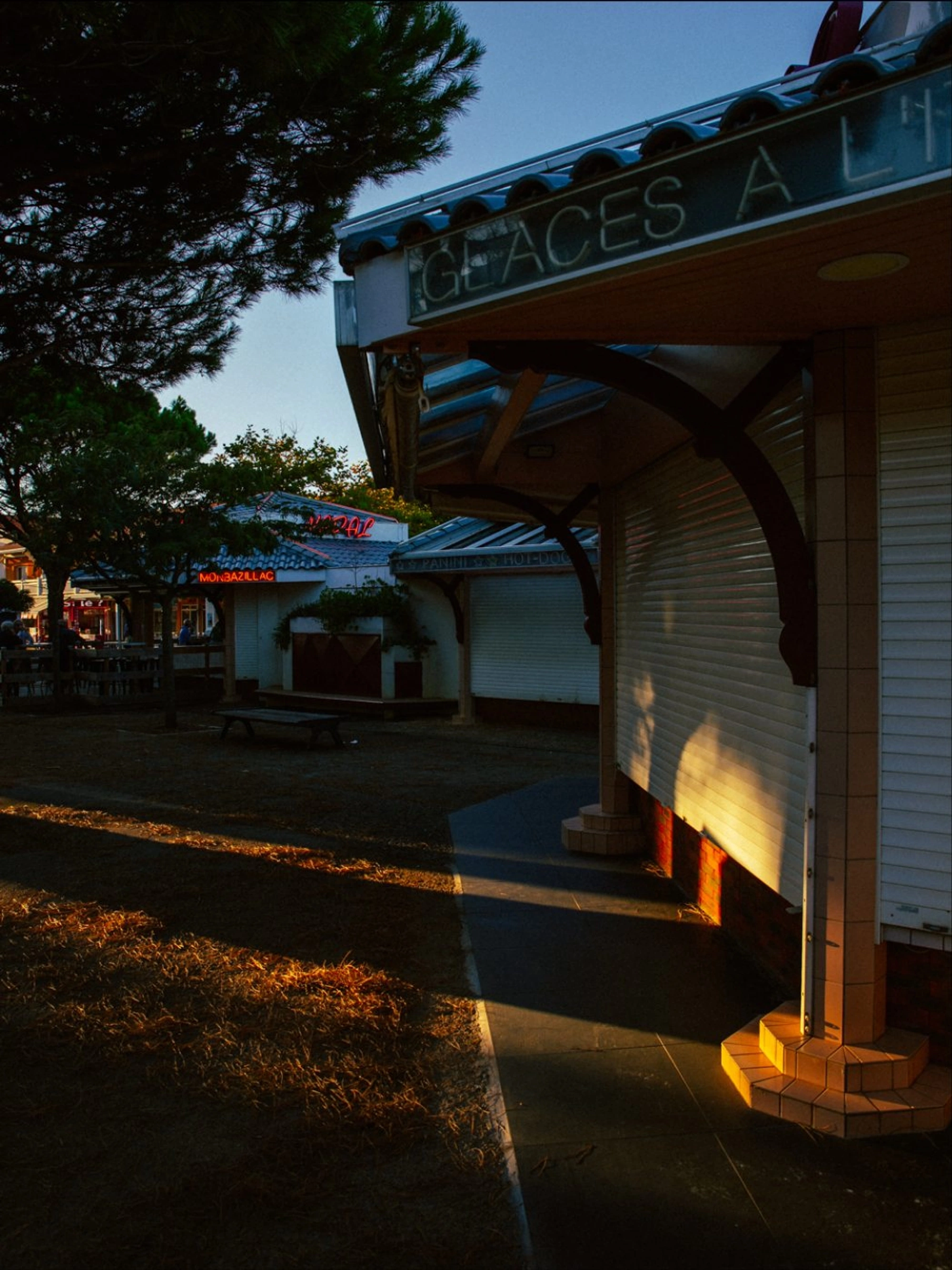 french candy shops during the golden hour